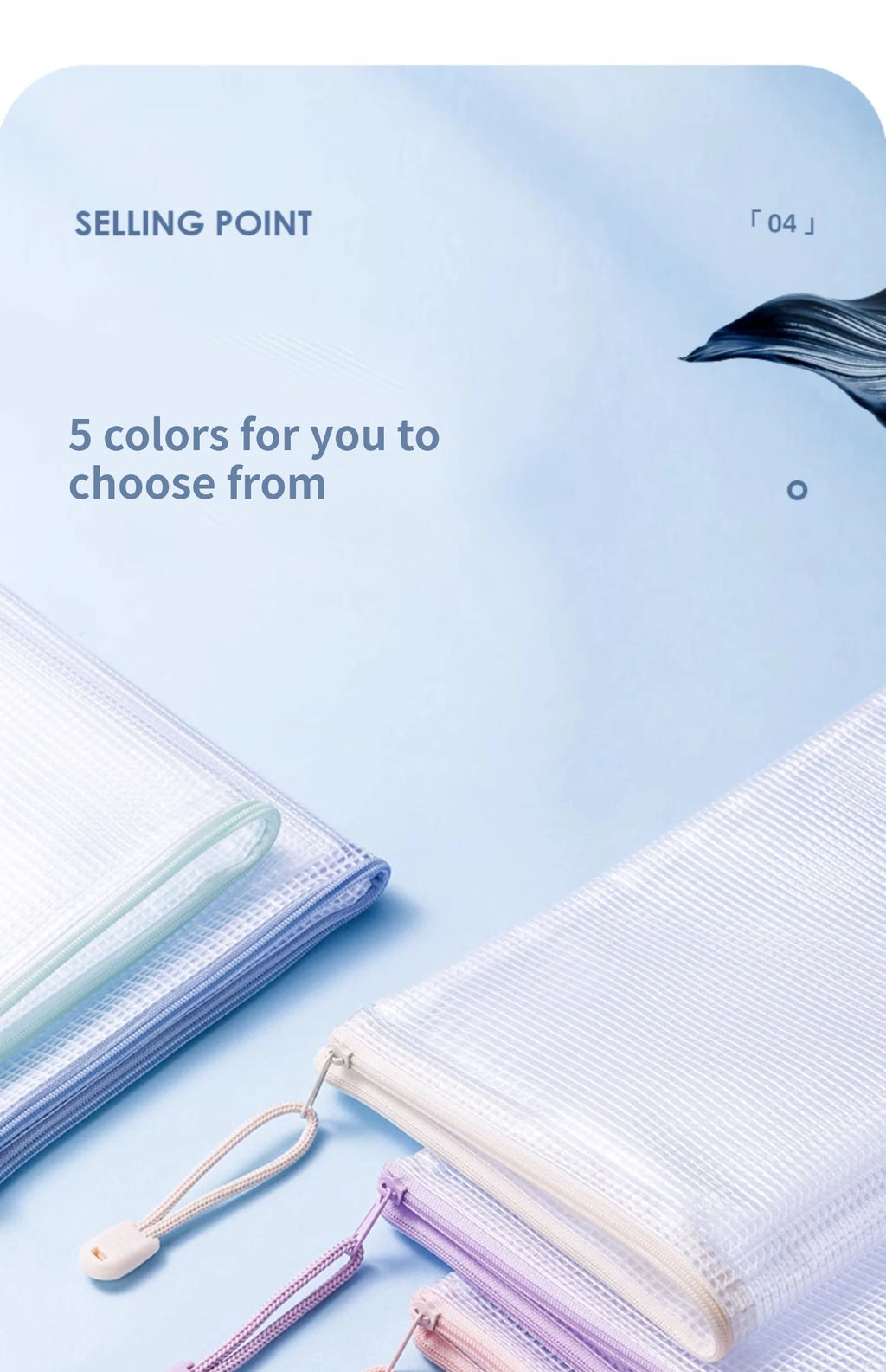 5/10/20/30PCS Mesh Zipper Pouch Document Bag Waterproof Zip File Folders A4 A5 Size Office School Supplies Document Storage Bags