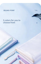 5/10/20/30PCS Mesh Zipper Pouch Document Bag Waterproof Zip File Folders A4 A5 Size Office School Supplies Document Storage Bags