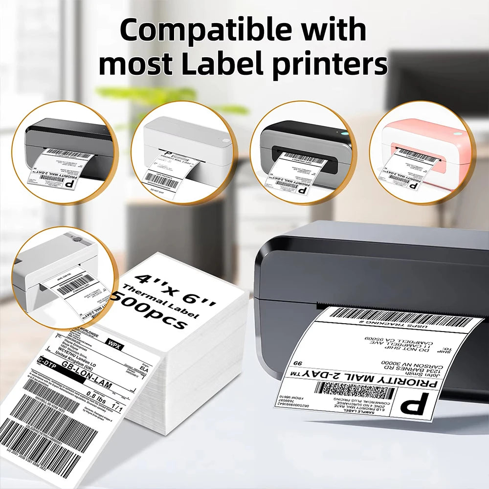 4x6 Inch Direct Thermal Label 100/200/300 Sheets Adhesive Shipping Labels Paper for 9220/9210/246S DHL UPS Express Barcode