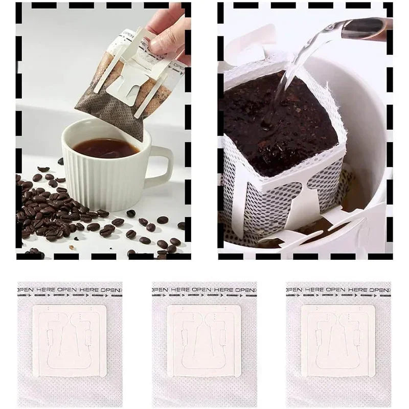 50-200PC Eco Friendly Biodegradable Fast Flow Coffee Filters Disposable Drip Brewing Bags for Home Office Travel Tea and Coffee