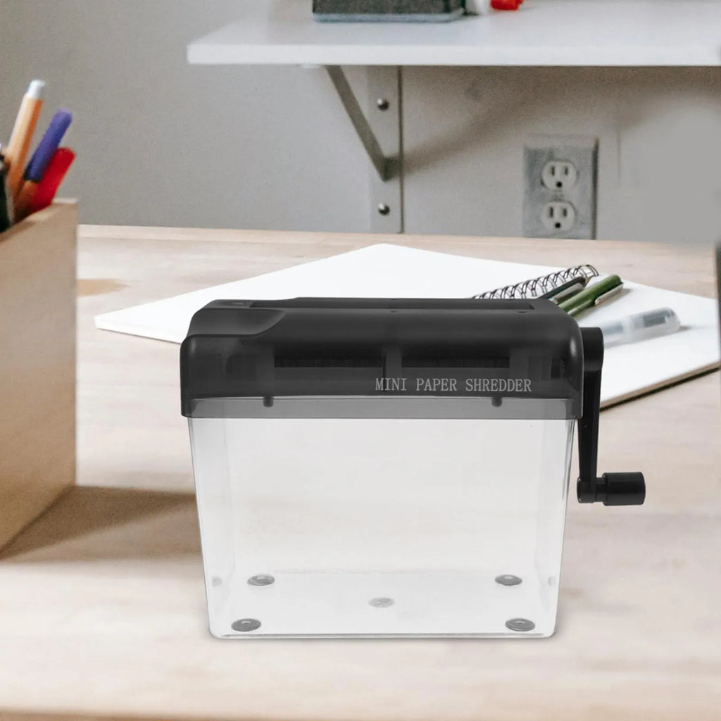 Small Desktop Paper Shredder Hand Crank Manual Office Household Tabletop Wear Resistant Shredder for Paper Bills Receipts