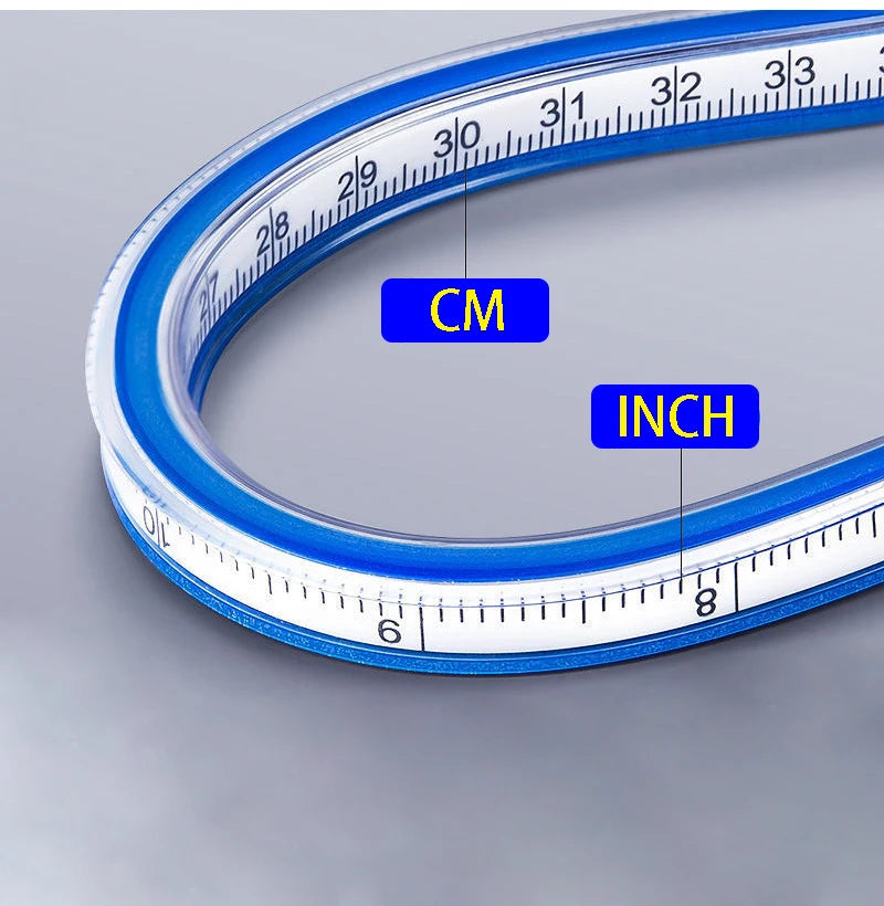 1pc Flexible Curve Ruler - Dual Scale, Multifunctional Plastic Tool for Office and School Design & Drawing, Drafting Equipment