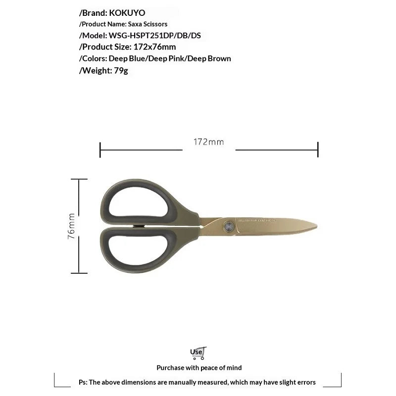 Protable Kokuyo SAXA Craft Handmade Scissors for DIY Scrapbooking Paper Cutting Titanium Fluoride Tools for Home Office School