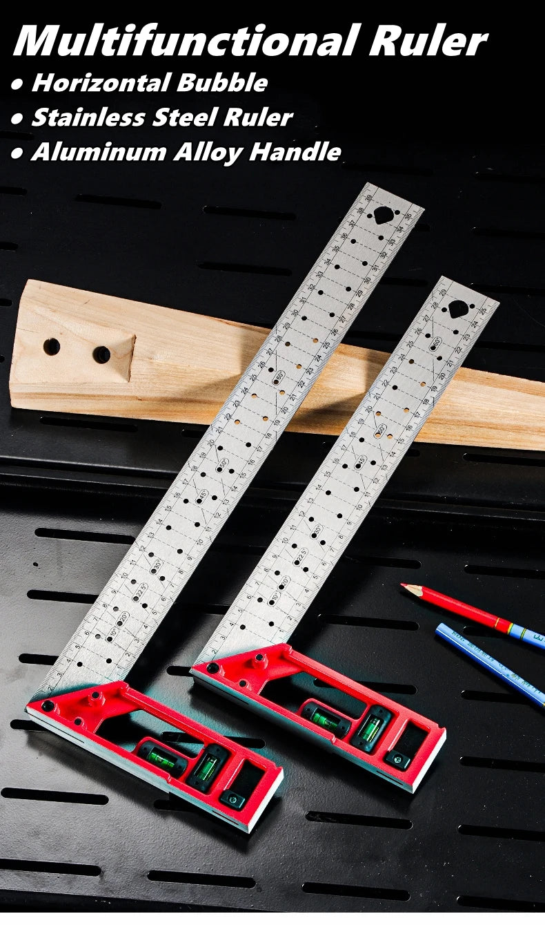 Quick-Positioning Angle Ruler Drawing Tool High-Precision L-Shaped Right Angle Ruler Stainless Steel Multi-Angle Measuring Ruler