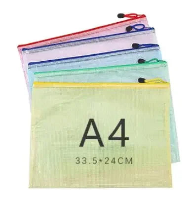 5PCS Stationery Storage Folder File Mesh Zipper Pouch A4 A5 A6 B5 2PCS A3 B4 Document Bag Zip File Folder School Office Supplies