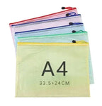5PCS Stationery Storage Folder File Mesh Zipper Pouch A4 A5 A6 B5 2PCS A3 B4 Document Bag Zip File Folder School Office Supplies