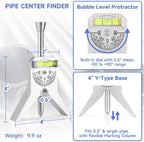 Pipe Center Finder Measure Adjustable Dial Bubble Protractor Measure Pipe Diameter Over 1/2" and Upand up With 4" Y Type Base