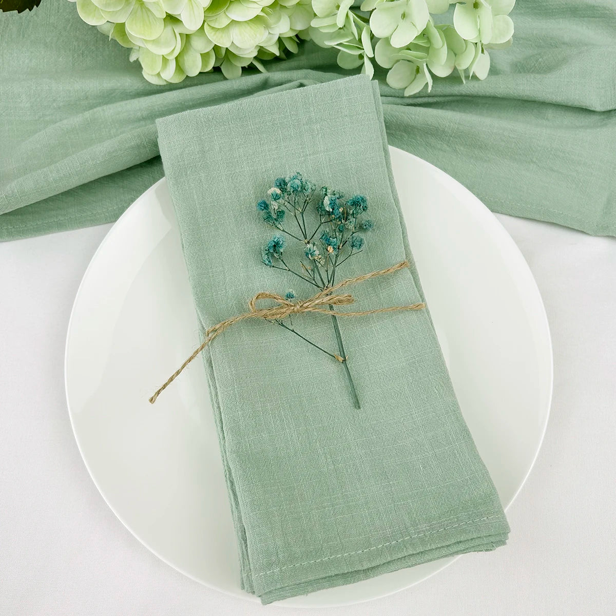 4PCS 30x45cm 100% Cotton Christmas Green Napkin Blue Reusable Wedding Party Table Decor Retro Napkins