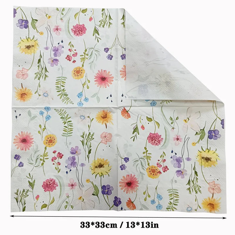 10/20pcs 33*33cm 2-Ply Colourful Wood Pulp Napkins Floral Style Party Decoration Paper Placemats Butterfly Bone Bart Paper