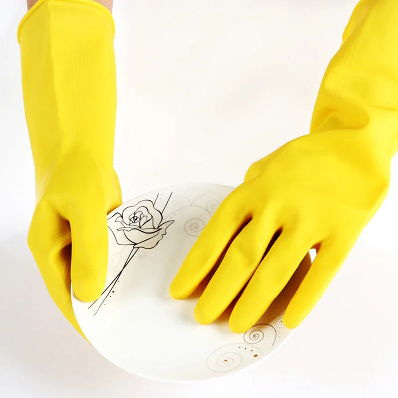 1 Pair Latex Dish Washing Gloves Women's Waterproof Household Kitchen Washing Bowl Washing Clothes Vegetable Cleaning