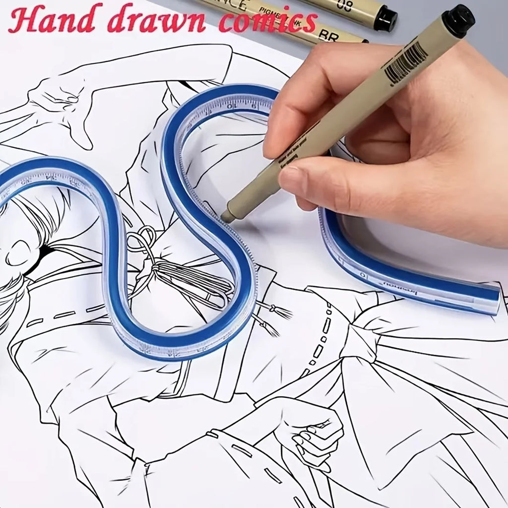 Flexible Curved Edge Ruler 1pc, Dual Scale cm/in, Ideal for Drawing, Designing and Handcraft Projects