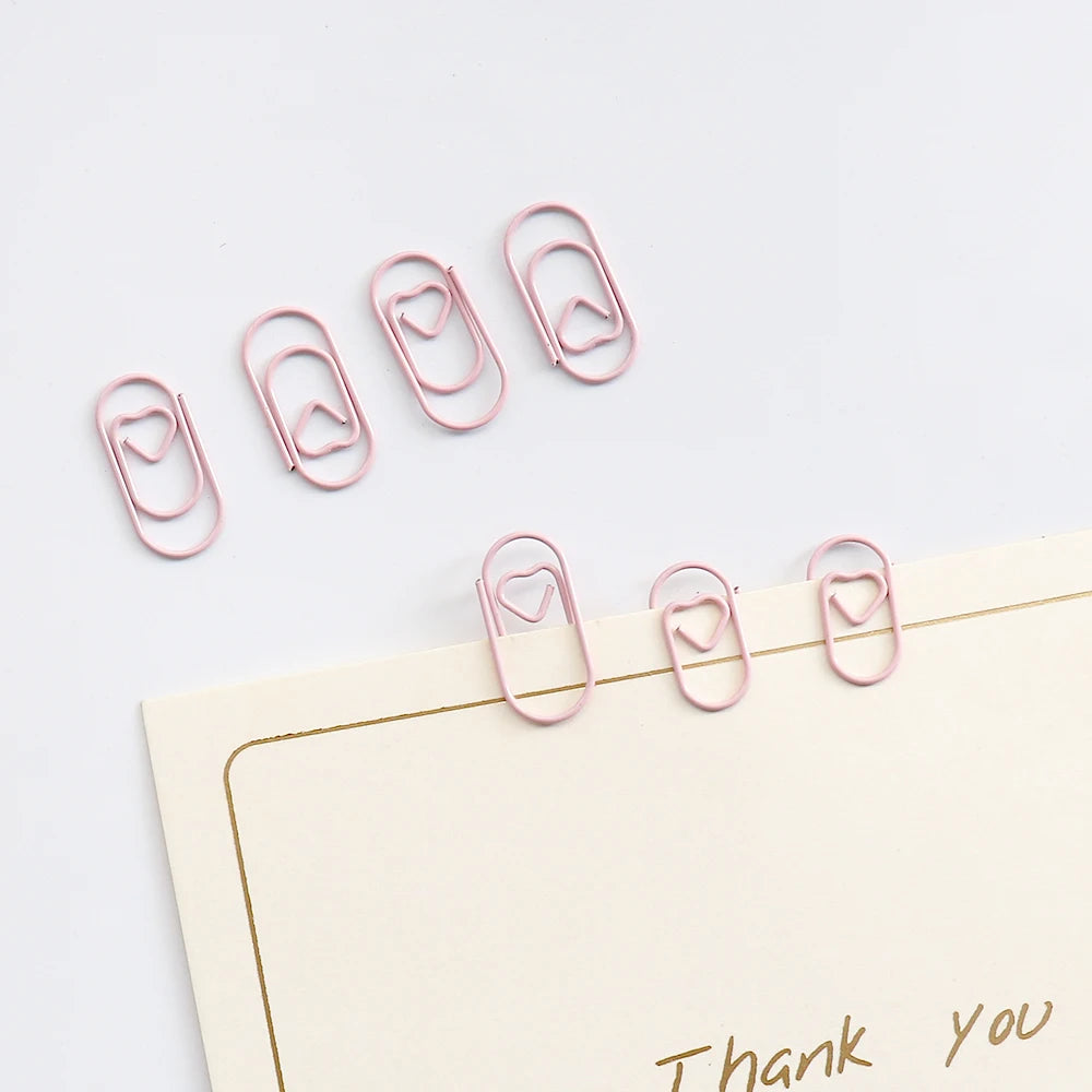 TUTU 50pcs /bag mini heart gold rose gold Color Clip Bookmark binder clip Office Accessories paper Clips Patchwork Clip H0481