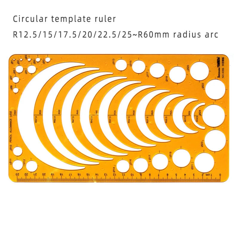Template Measuring Ruler Circular Oval Ruler Durable K Resin Drawing Design Furniture Architect Template Drafting Ruler