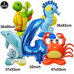 Ocean Animals Theme Disposable Tableware Plates Napkins Cup Paper Straws Whale Turtle Balloon Under The Sea Birthday Party Decor