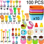 Mini Fruit Forks For Children Kids Cute Animal Food Picks Snack Toothpicks With Vegetable Cutter Set Silicone Lunch Box Dividers