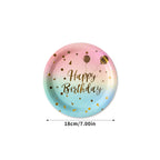 Pastel Rainbow Party Birthday Disposable Tableware Gold Dot Rainbow Gradient Paper Plate Cup Napkin Birthday Wedding Supplies