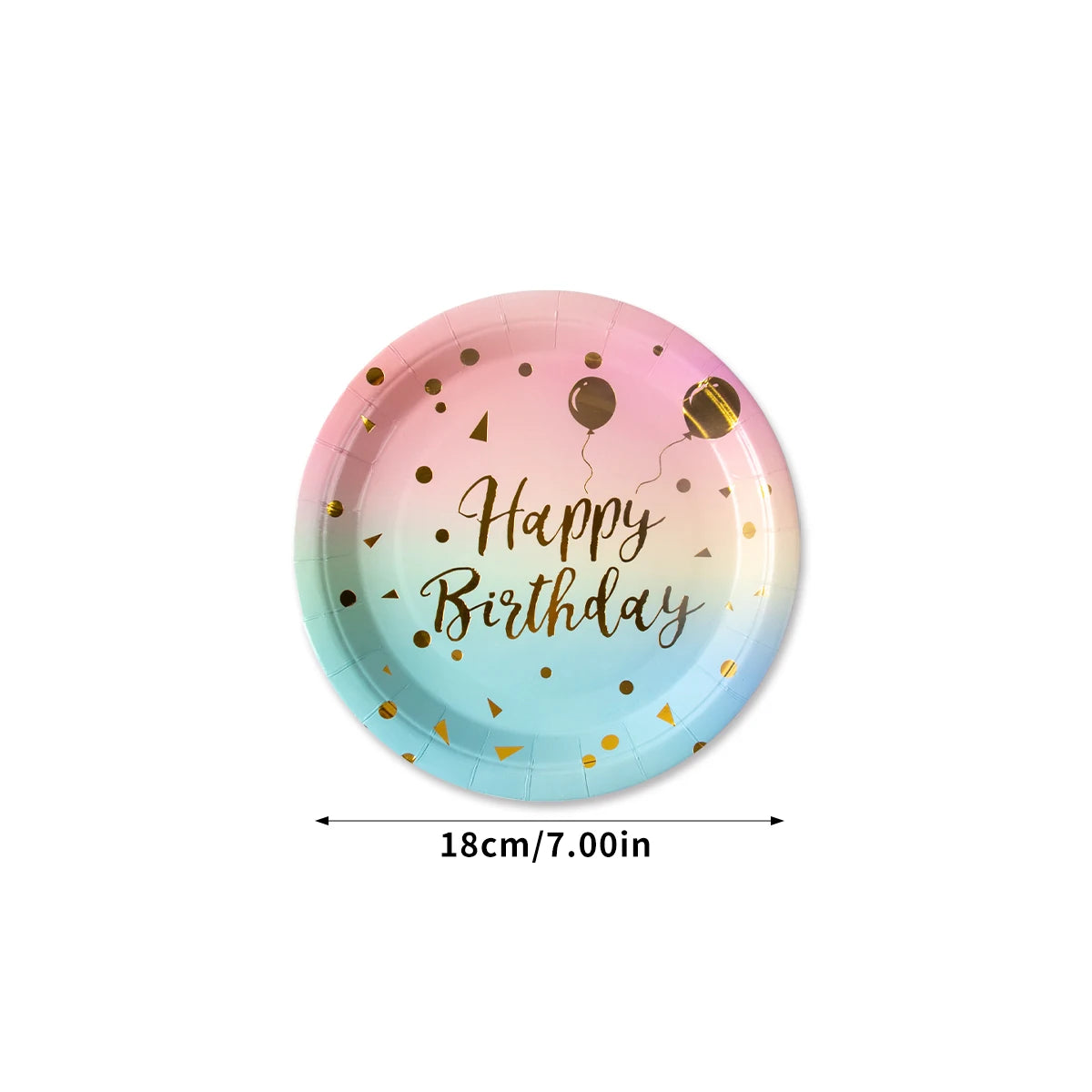 Pastel Rainbow Party Birthday Disposable Tableware Gold Dot Rainbow Gradient Paper Plate Cup Napkin Birthday Wedding Supplies