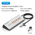 Blueendless Aluminium 10Gbps USB3.2 Gen2 4/10port HUB Docking Station USB-C USB-A Type C Splitter Adapter for PC Laptop macbook