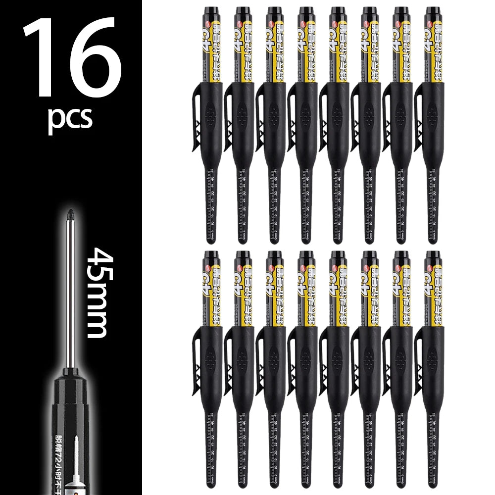 4-60Pcs 45mm Long Nib Head Carpenter Pen Deep Hole Marker Pens Black/Blue/Red/White for Measuring Woodworking Hand Tools
