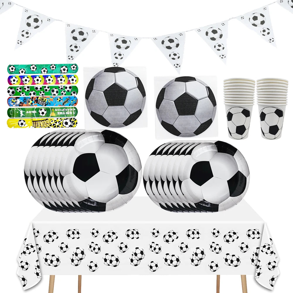Soccer Party Disposable Tableware Paper Plates Cups Napkins Tablecloth Soccer Birthday Party Decoration