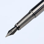 1 Pc Silver Gray High-end Business Fountain Pens, Lridium Pen Tip Medium size 0.5mm.  For School Classroom, Office, Daily Writin