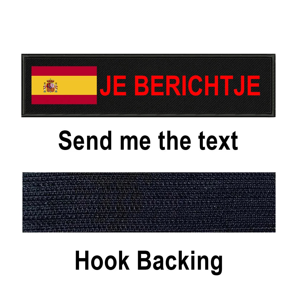 Custom Spain Flag Patch Tactical Patches Personalized Name Stripes Badge Tags Chevrons Armband Hook Loop For Military Backpack