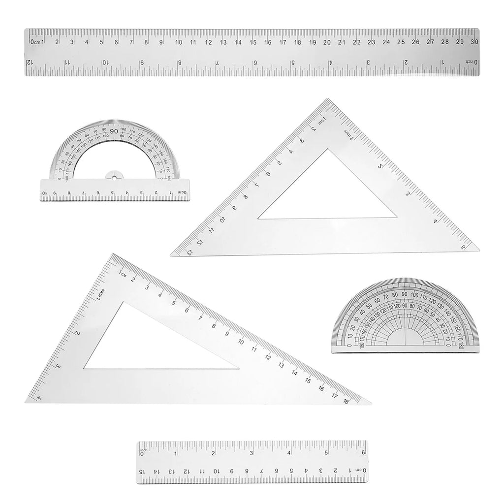 2Sets Geometry Ruler Set Professional Drawing Triangle Protractor Measuring Tool for Students Engineering Architecture Drafting
