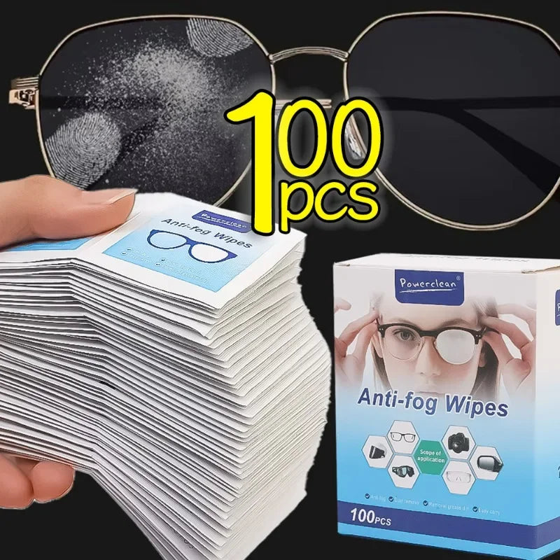 10/100Pcs Glasses Cleaning Wet Paper Disposable Anti Fog Misting Dust Remover Lens Wipes Sunglasses Phone Screen Cleaner