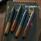 Retro Metal Mini Pocket Gel Pen Wood Grip Small Signing Pens 0.5mm Black Ink Smooth Writing Mignight Retractable Daily Write Pen