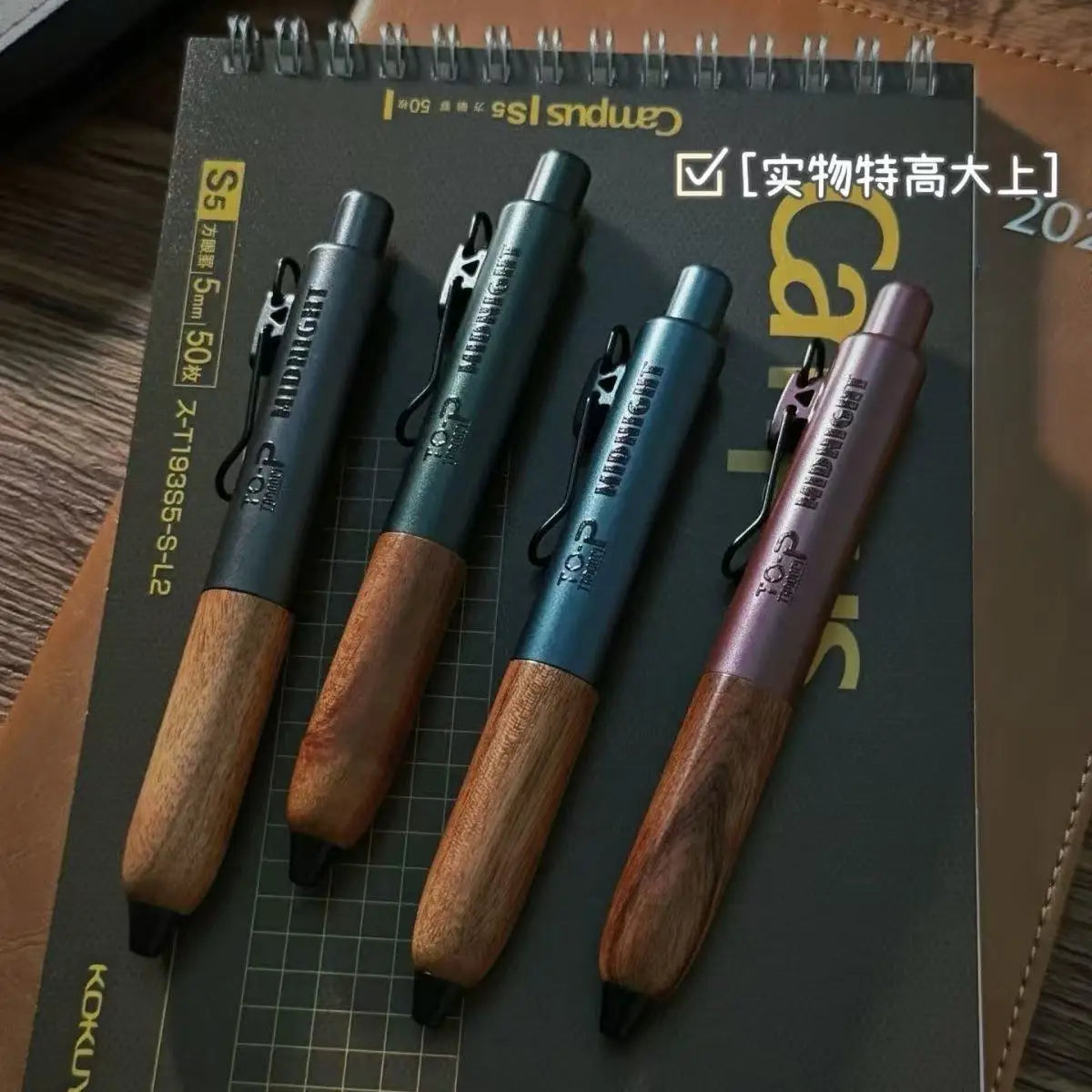Retro Metal Mini Pocket Gel Pen Wood Grip Small Signing Pens 0.5mm Black Ink Smooth Writing Mignight Retractable Daily Write Pen