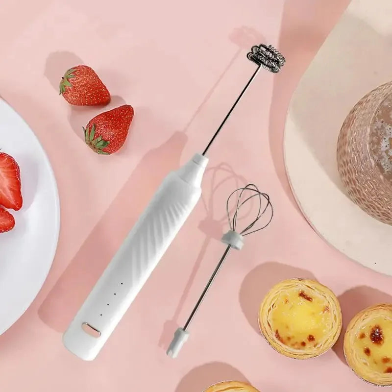 OCOOSO 2 in 1 Electric Milk Frother Rechargeable Coffee Milk Frother 3 Speed Adjustable Milk Frother Handheld Electric Dual Head