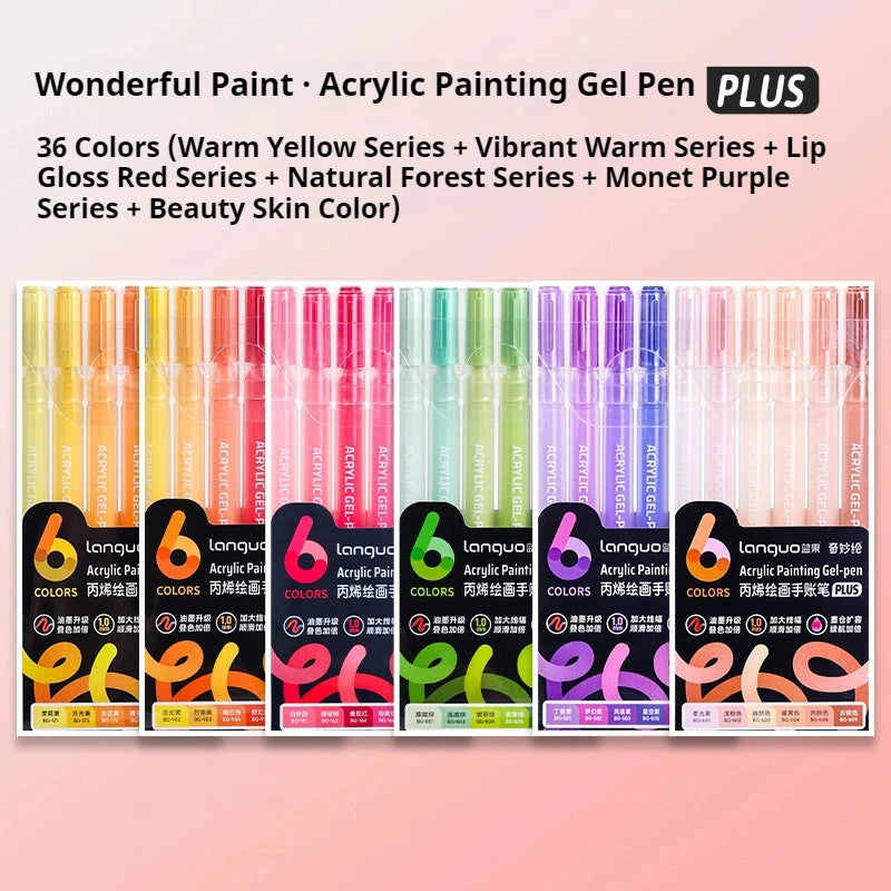 Languo 90 Colors Painting Acrylic Gel Pens Large Capacity Ink Pen for Drawing Diary Diy Coloring Doodling Painting Art Supplies