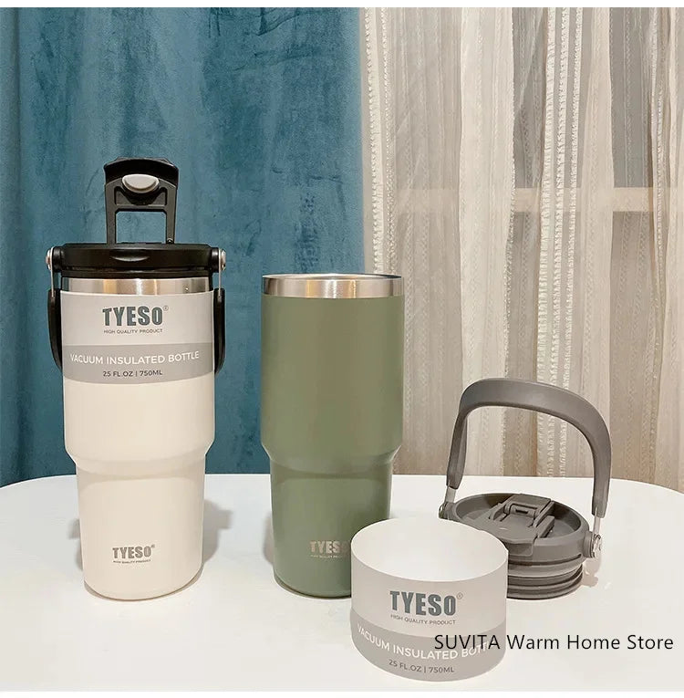 Tyeso Tumbler Coffee Cup Stainless Steel Vacuum Thermal Insulated Mug Large Capacity Double Drink Car Water Bottle Travel Mug