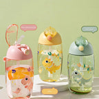 500ml Children's Dinosaur Water Bottle With Silicone Straw Leak Proof Plastic Water Bottle Summer Children's Water Cup