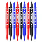 9Pcs/Set Twin Tip Permanent Art Marker Pen Double Headed Oily Waterproof Ink  Black Blue Red 0.5mm 1mm Drawing Logistics Glass
