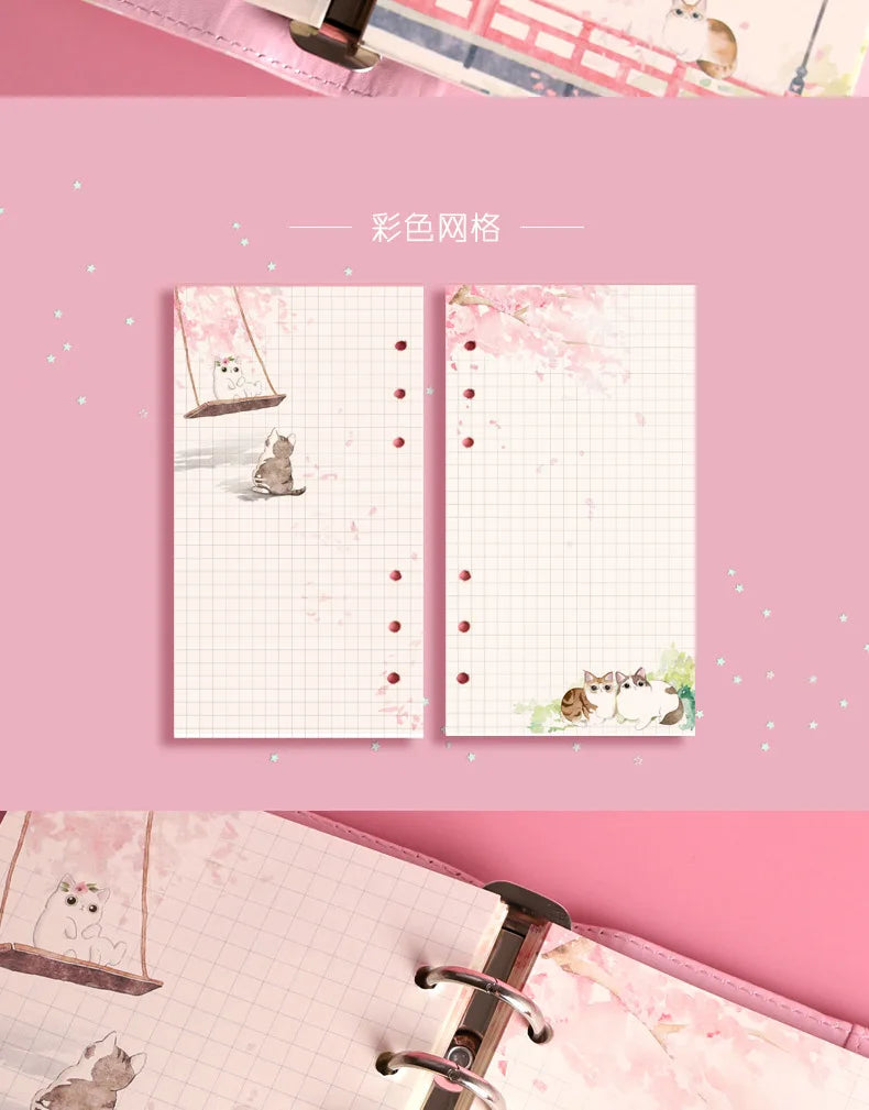 A6 80Sheet Cute Colorful Loose-leaf Replacement Line Grid Blank Point Paper Refill Inner Page Inner Page Inside Stationery