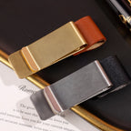 6-1PCS Stainless Steel Leather Pen Holder Pencil Clamps Notebook Bookmark Practical Organizer Clip Pen Holder Office Stationary