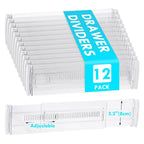6/8/10/12-Pack Adjustable Drawer Organizers, Clear Expandable Dresser Organizers for Storing Clothes Kitchen Utensils