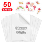 50 Sheets A4 Transparent Printable Vinyl Sticker Paper Glossy White Self-Adheisve Copy Paper for Inkjet Printer DIY Crafts Tapes