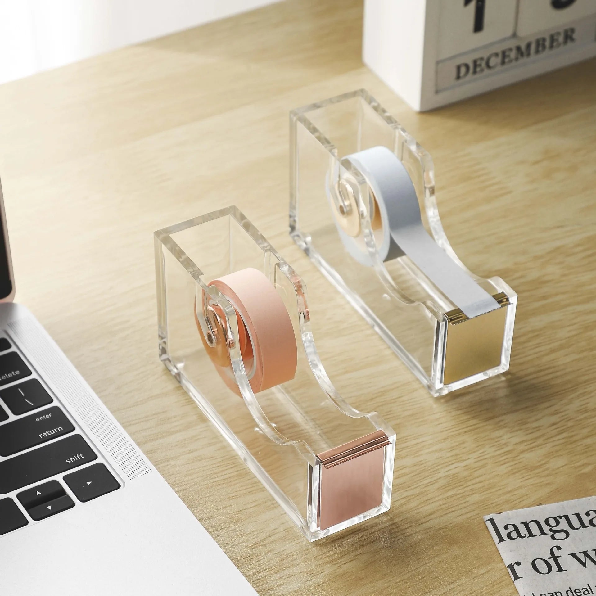 Mingqiang Cross-border Transparent Acrylic Tape Base Tape Cutting Machine Desktop Office Supplies Gift Set
