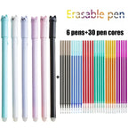 36-Pack Cat-Themed Erasable Gel Pens 6 Colors Refill Set, 0.5mm Fine Point, Heat Sensitive with Rubber Grip, Assorted Styles