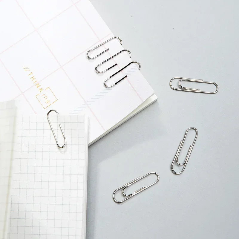 500/300/100PCS Metal Silver Paper Clips for Paperwork Stainless Steel Bookmark Paperclips Organizers Office School Supplies