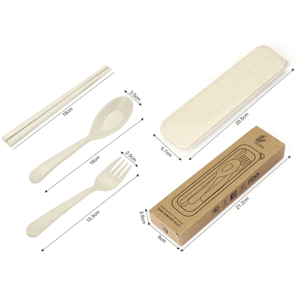 Fork Spoon Chopsticks Bowls Cup Dish Dinnerware Set High Grade Wheat Straw Tableware Children's Unbreakable Dishes Camping Set