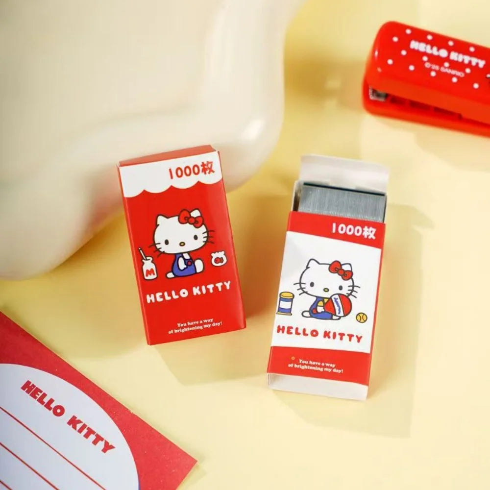 Genuine Sanrio Hello Kitty Stapler Set Cartoon Mini Portable Campus Office Stationery Supplies Books Document Binding Machine