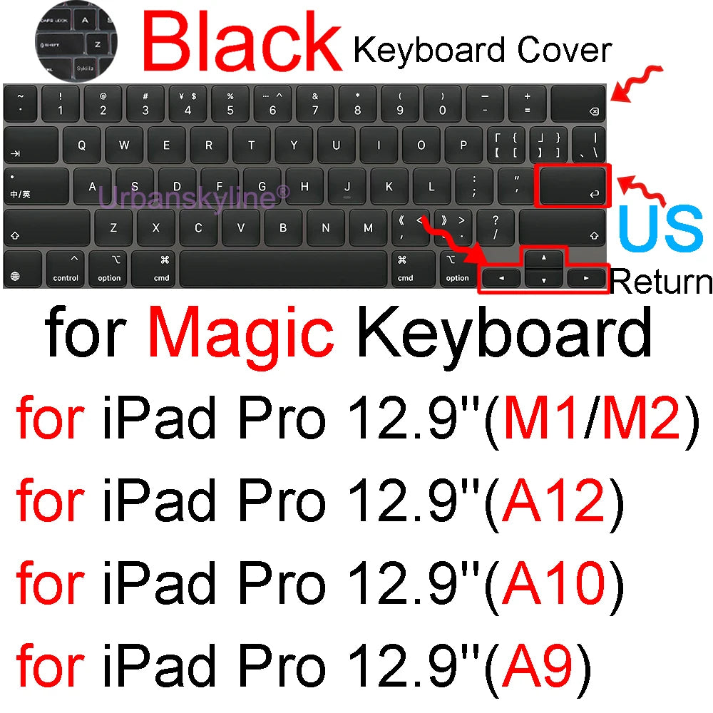 Keyboard Cover for iPad Pro 13 M4 12.9 Magic Keyboard Air 11 M3 10 10.5 10.9 M2 M1 Smart Case Folio Silicone Protector Skin TPU