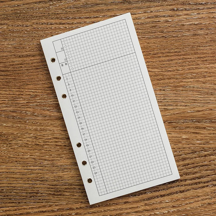 A6 40Sheets Loose Leaf Notebook Refill Spiral Binder Inner Page Grid Blank Line Diary Agenda PlannerSchool Stationery