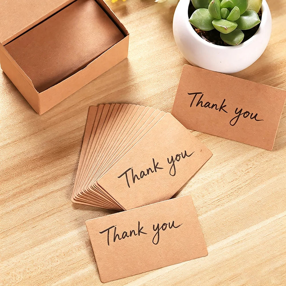 100pcs/Box Blank Kraft Paper Cards Mini Note Message Cards or Craft DIY Business Thank You Gift Label Learning Card 5x9cm