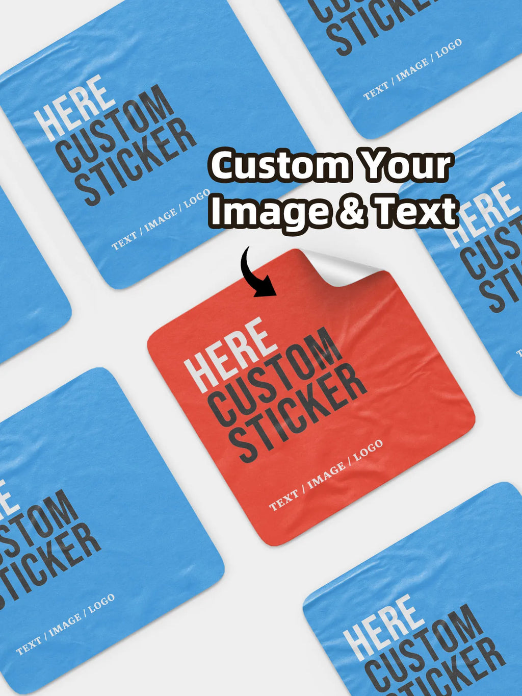 1/60/120pcs Custom Square PVC Stickers Waterproof Personalized for Party, Label, Packaging
