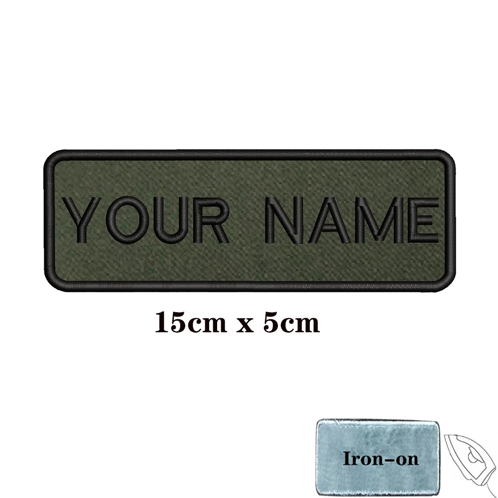 1PC Custom Personalized Name number Patch Stripes Badge tags chevrons Armband Iron On Or Hook Loop embroidered Military green