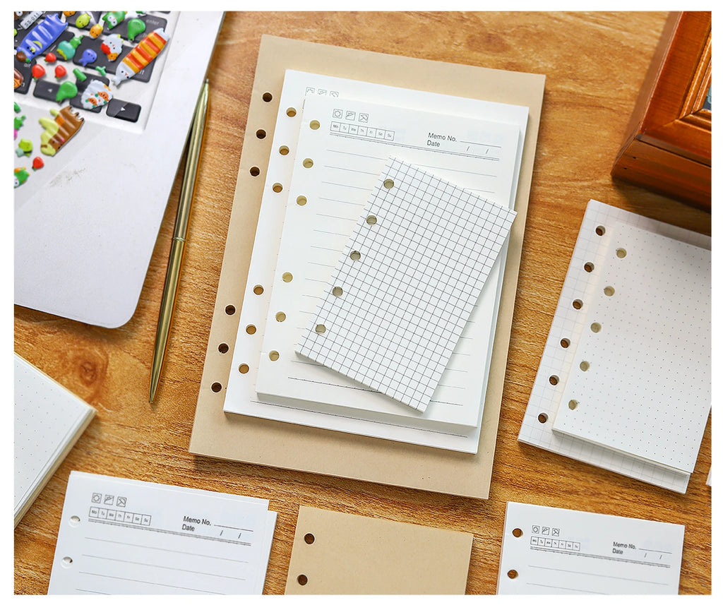 High Quality Ring Binder Notebook A5 Personal A6 A7 A8 Size Insert Refills Loose Leaf Spiral Diary Planner Inner Core 100g Paper